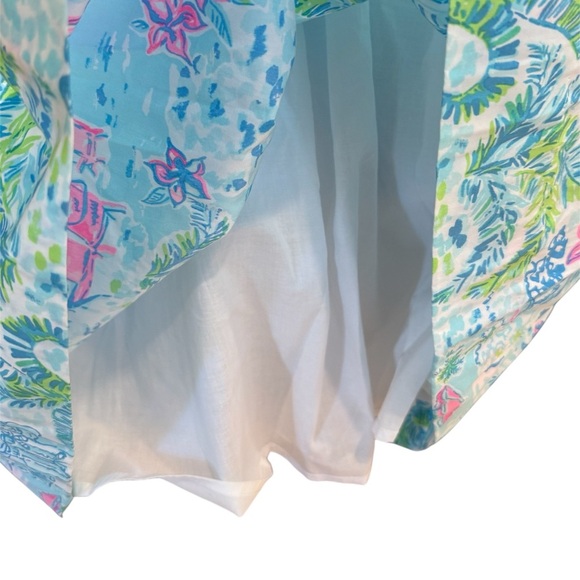 Lilly Pulitzer Katelyn blue & pink floral tropical spaghetti strap a line dress - Picture 7 of 11